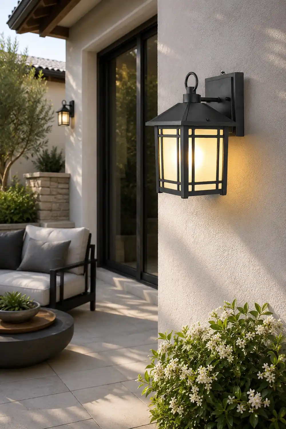 LED Outdoor Induction Exterior Wall Light Waterproof Wall Light with Light Sensing - Lumpaz