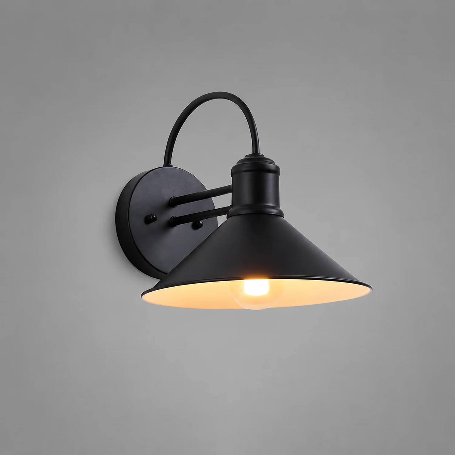Retro Conical Iron Waterproof Industrial Style Outdoor Wall Lamp Exterior Lights - Lumpaz