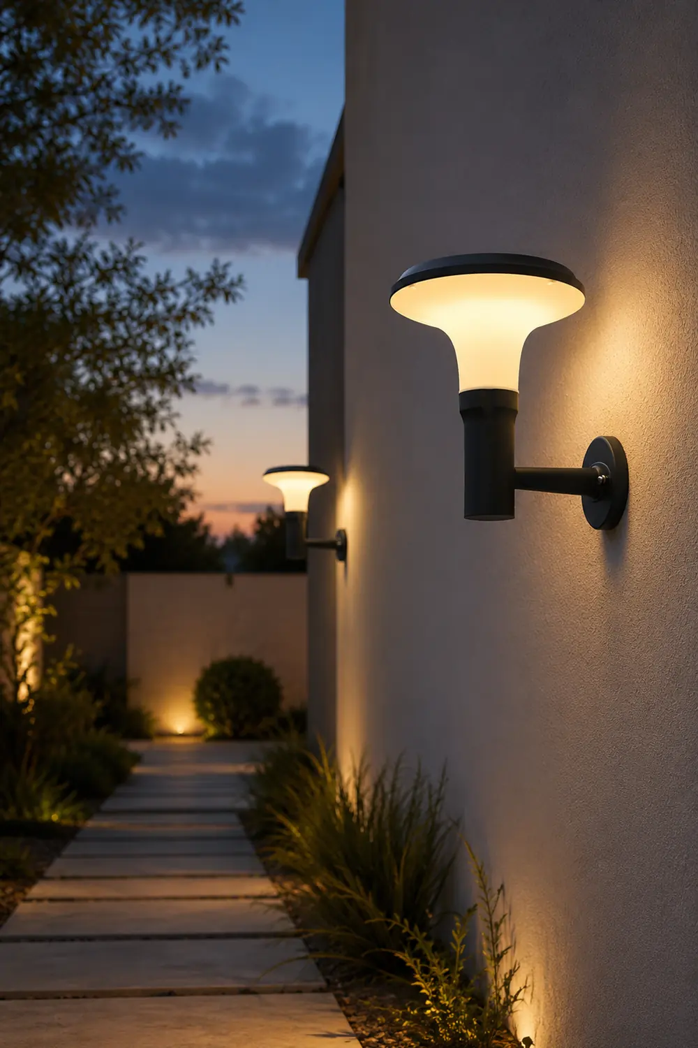 Round Flower LED Waterproof Black Modern Solar Wall Lamp Wall Sconces Lighting - Lumpaz