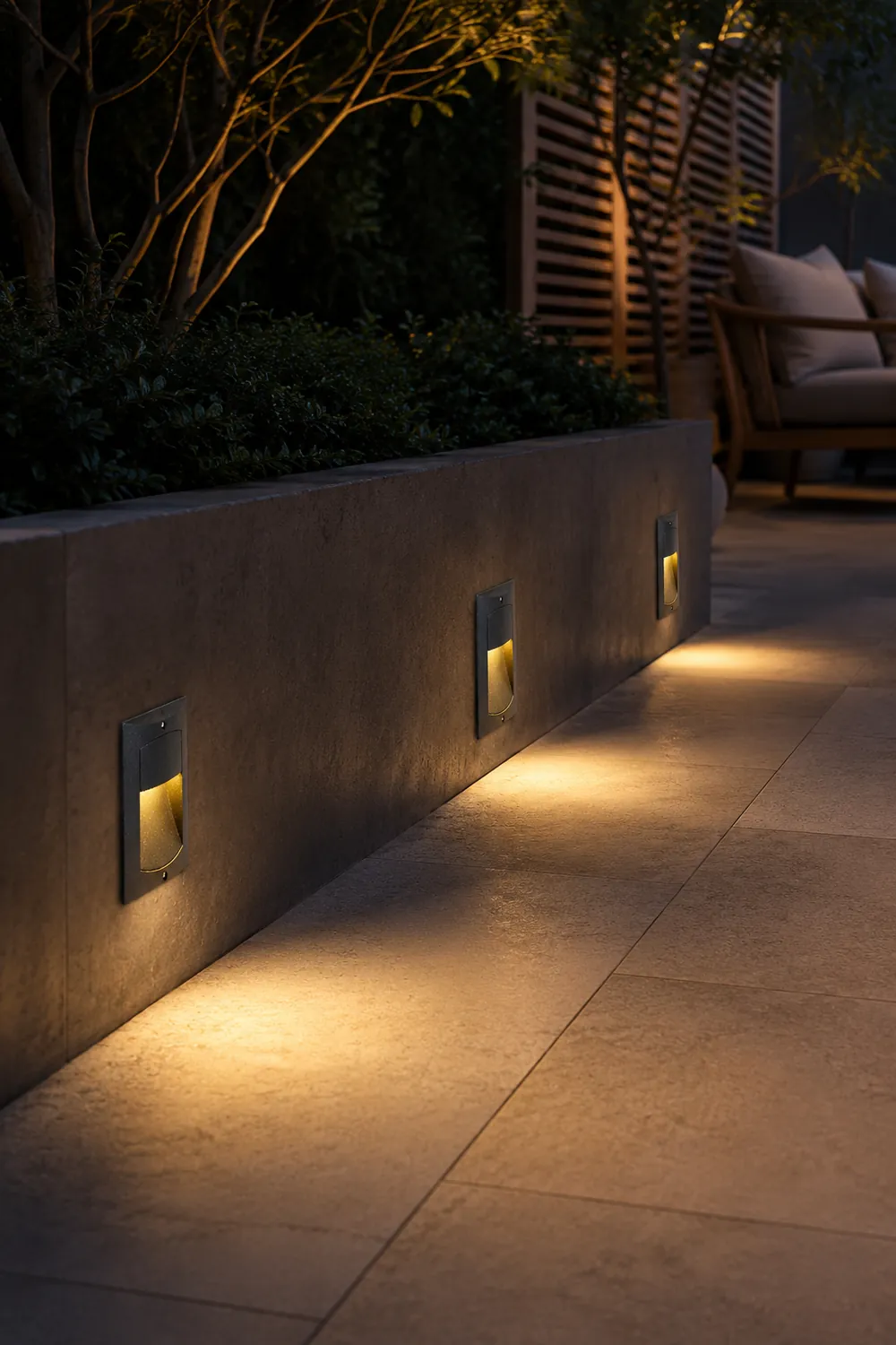 Rectangle Waterproof LED Black Modern Outdoor Step Lights Recessed Stair Sconces - Lumpaz