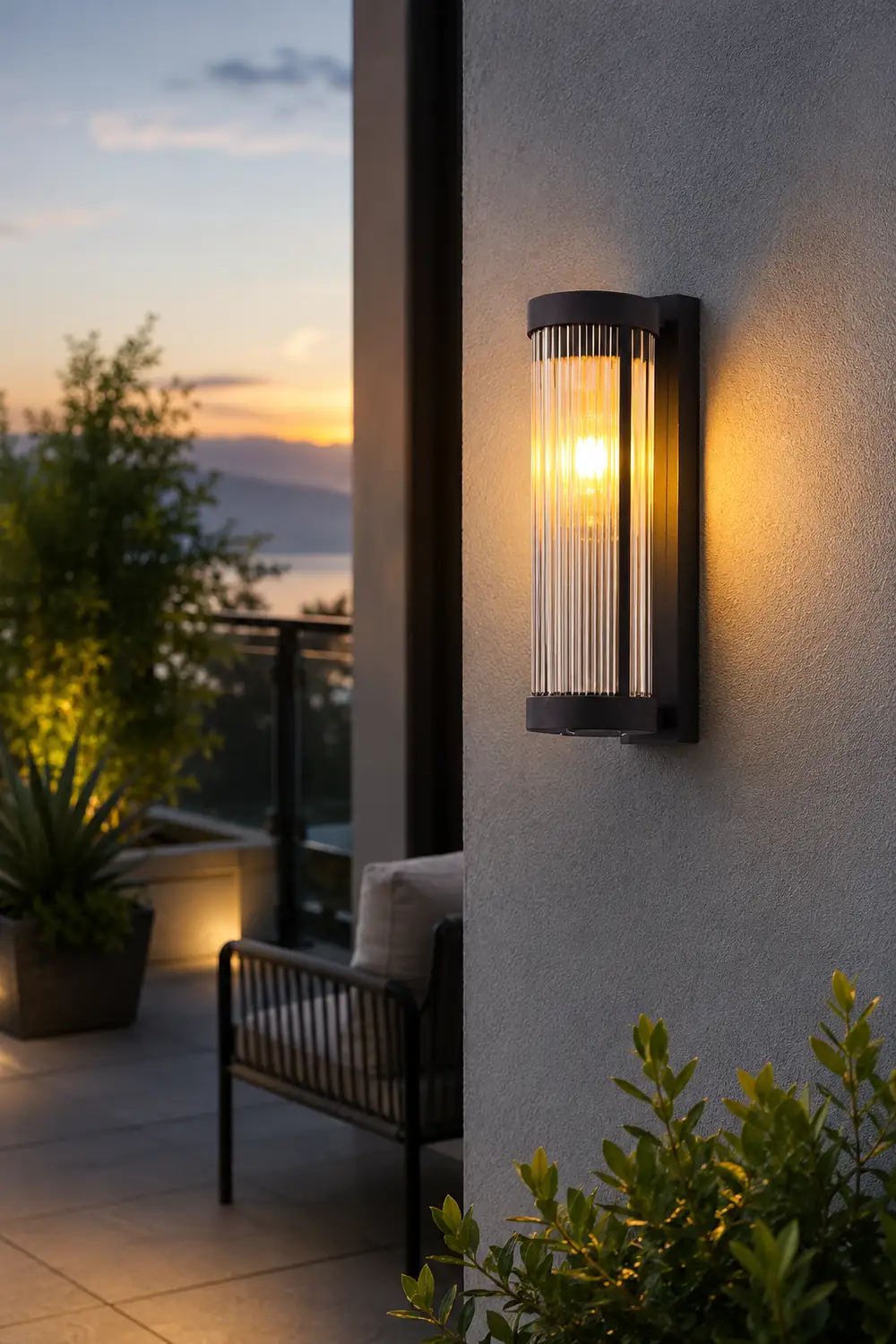 Creative Glass Waterproof LED Black Modern Solar Wall Lamp Exterior Lights - Lumpaz