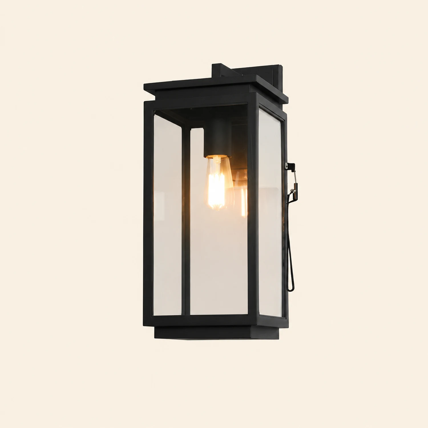 Waterproof Rectangular Glass Black Industrial Outdoor Wall Lamp Exterior Lights - Lumpaz