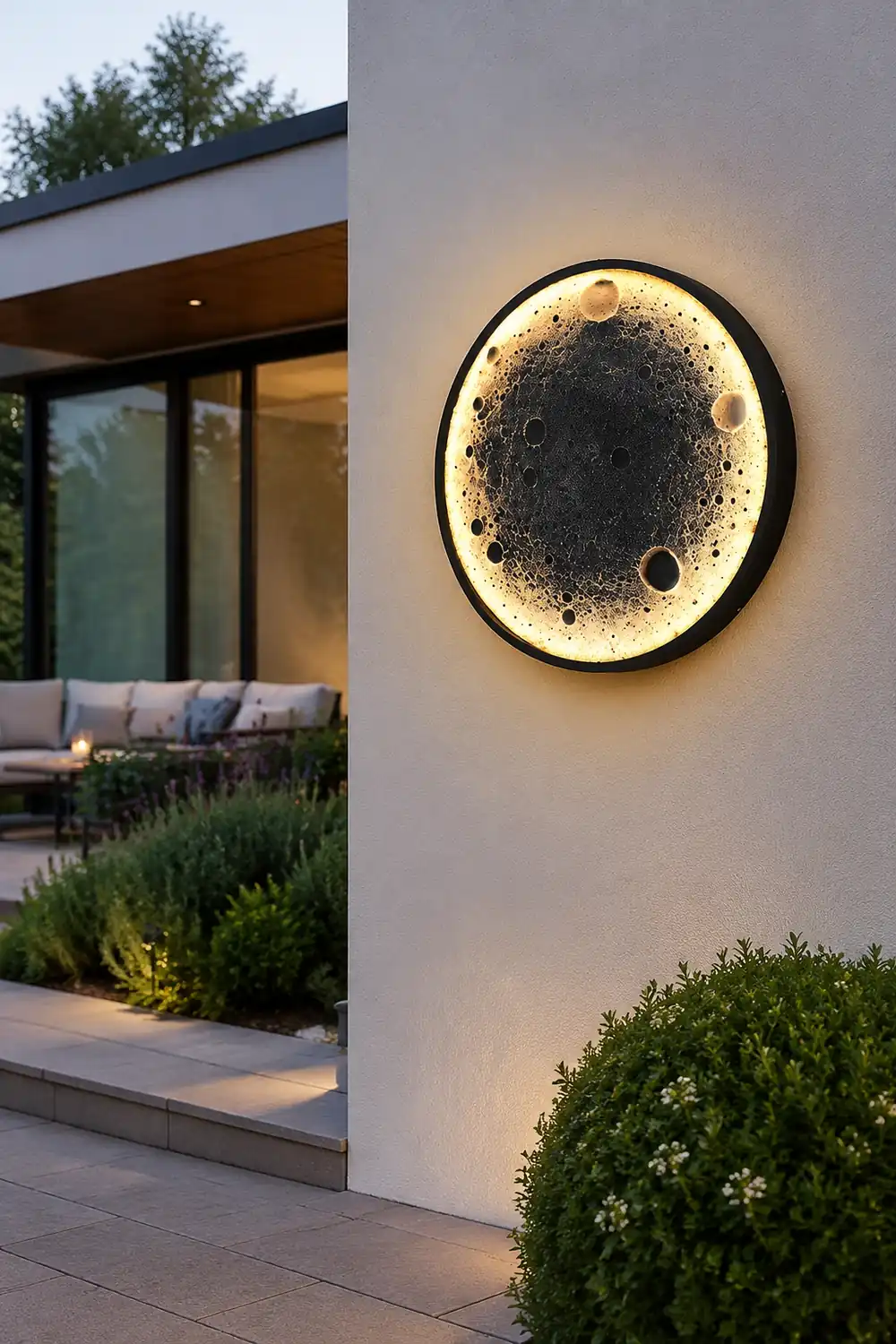 Round Moon Waterproof LED Modern Outdoor Wall Lights Fixture Wall Lamp - Lumpaz