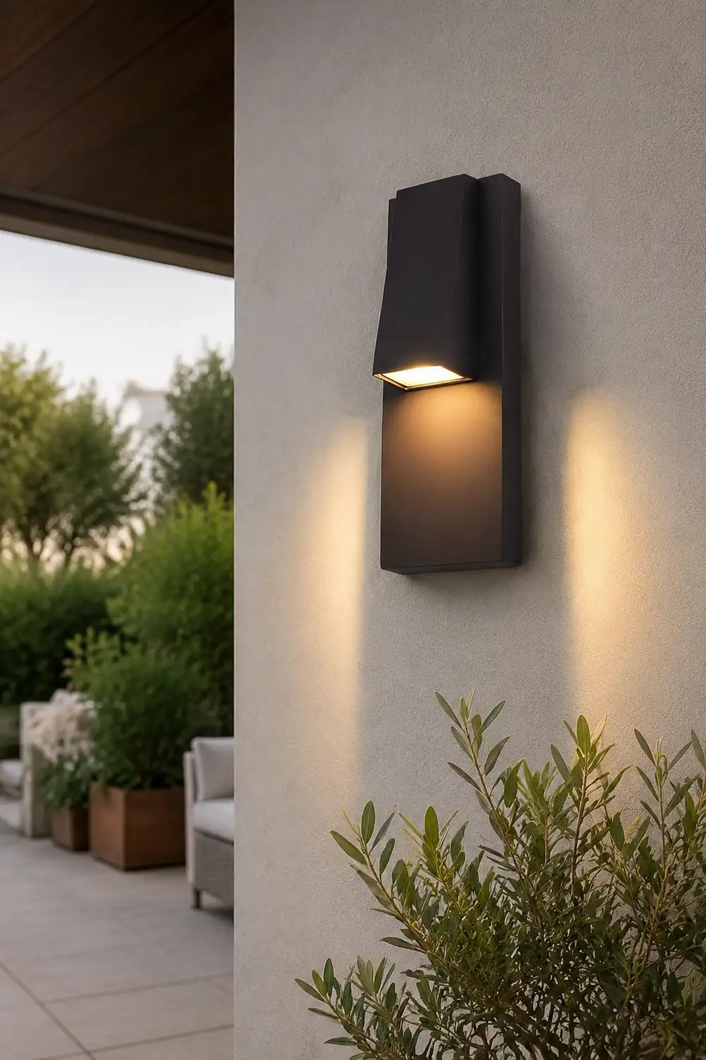 Rectangle Waterproof LED Black Modern Outdoor Wall Lamp Wall Light Fixture - Lumpaz
