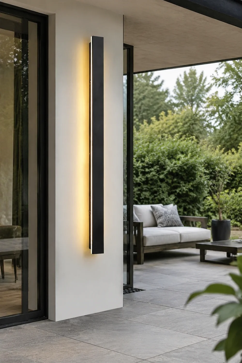 Outdoor Long Strip Waterproof Metal Black Modern Outdoor Wall Lights - Lumpaz