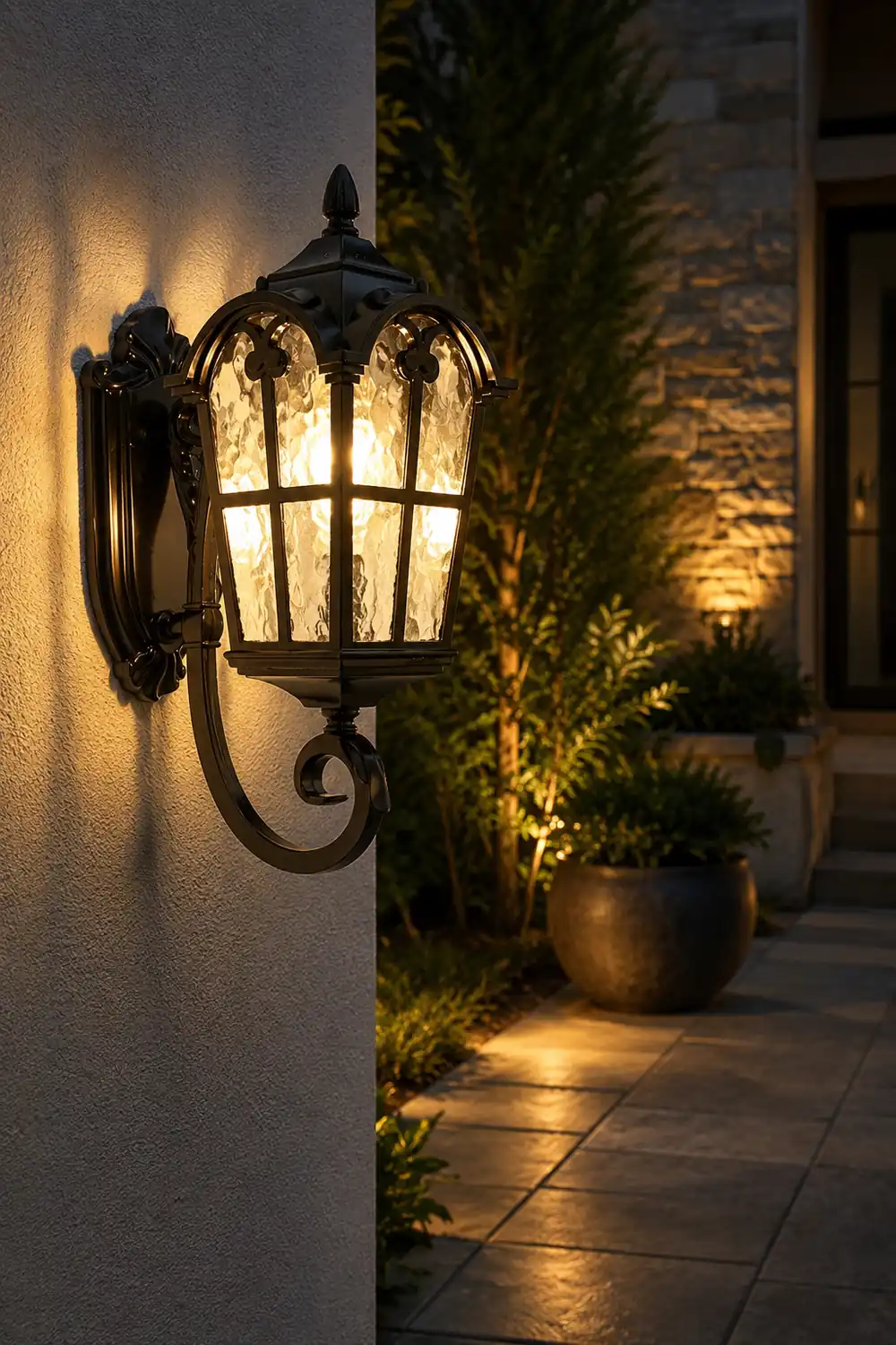Vintage Glass Waterproof Black European-style Outdoor Wall Lamp Exterior Lights - Lumpaz