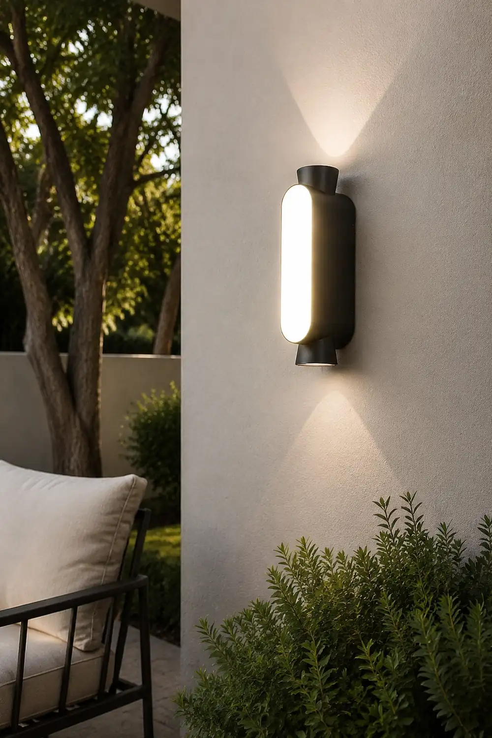 Waterproof LED Up and Down Lights Black Modern Outdoor Wall Sconce Lighting - Lumpaz