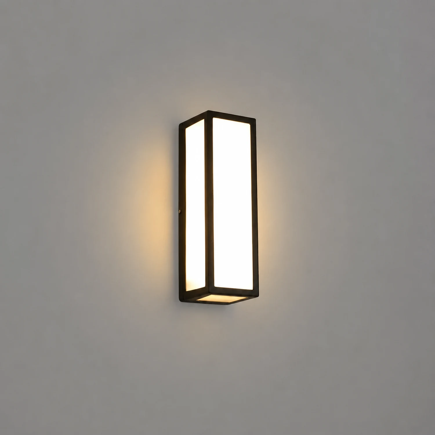 Rectangle LED Waterproof Motion Sensor Black Modern Wall Sconce Lighting - Lumpaz
