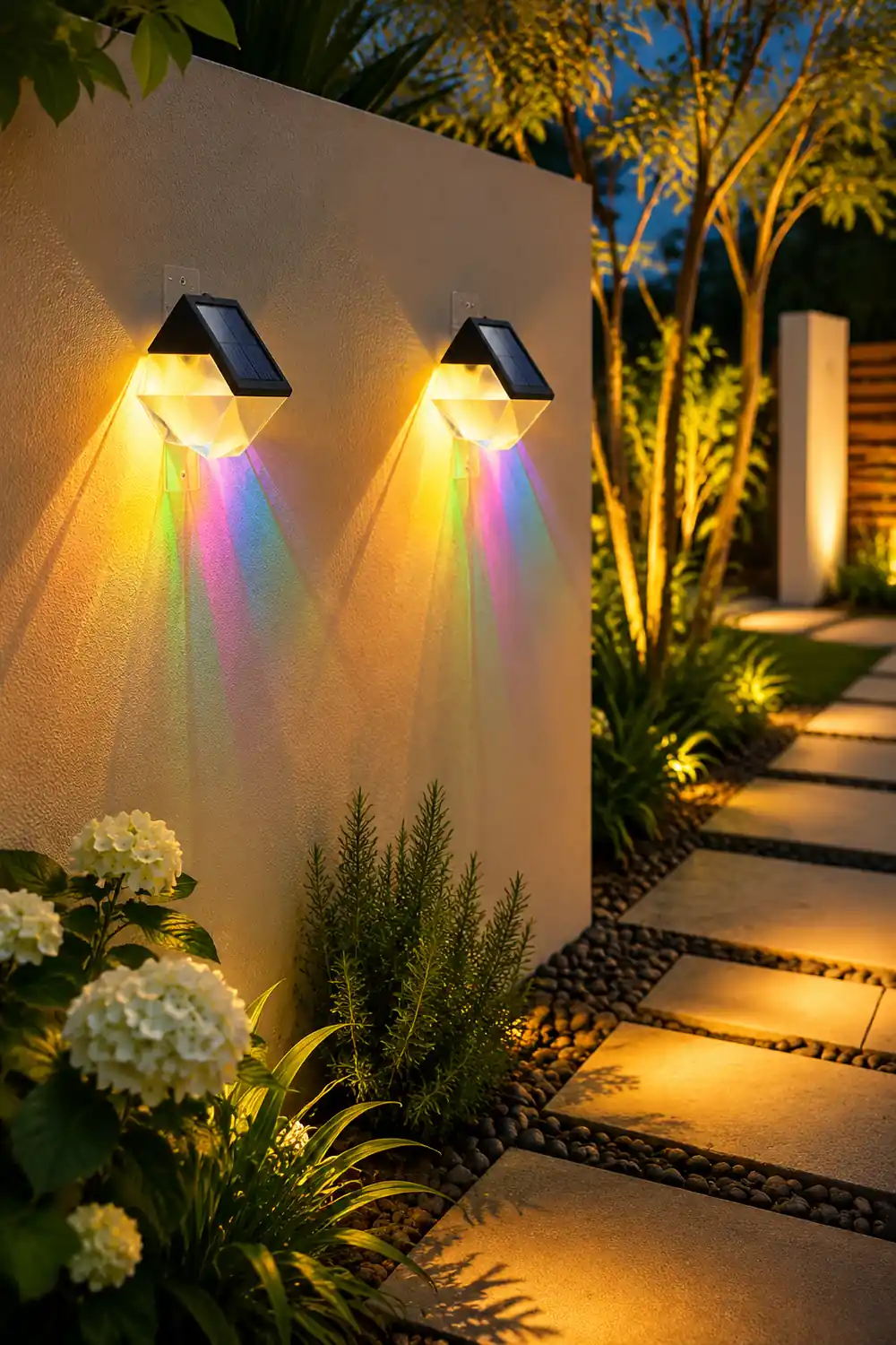 2Pcs Waterproof LED Multi Color Light Modern Solar Wall Washer Light - Lumpaz