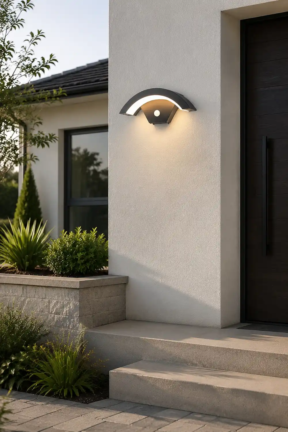 Creative Moon Curved Wall Sconce Motion Sensor Waterproof LED Wall Lamp Outdoor Indoor - Lumpaz
