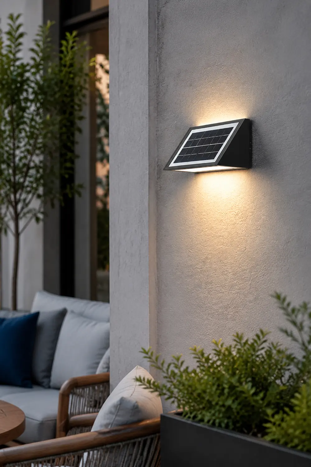 Waterproof Minimalist LED Up Donw Lighting Solar Outdoor Wall Lights - Lumpaz