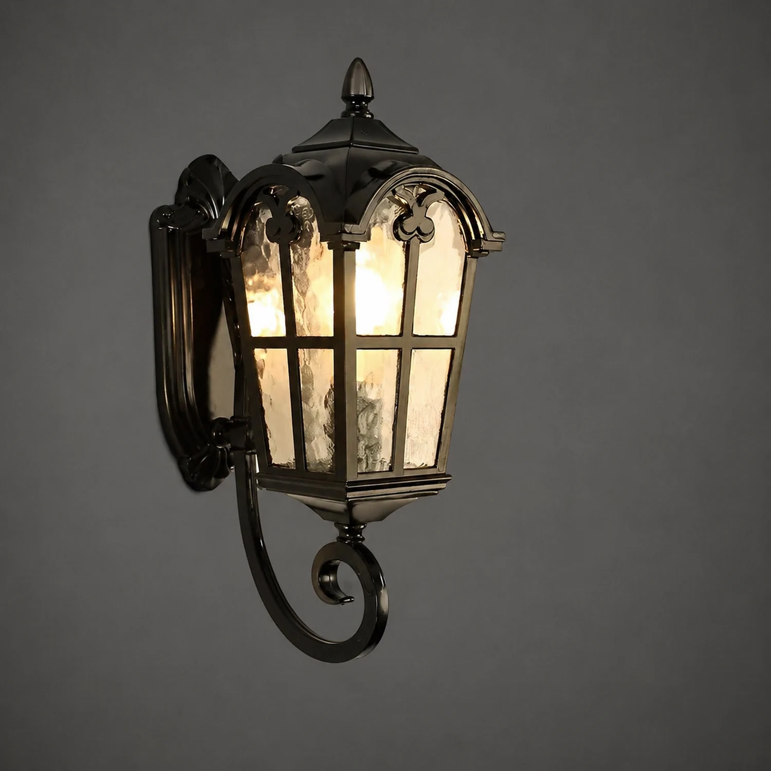 Vintage Glass Waterproof Black European-style Outdoor Wall Lamp Exterior Lights - Lumpaz