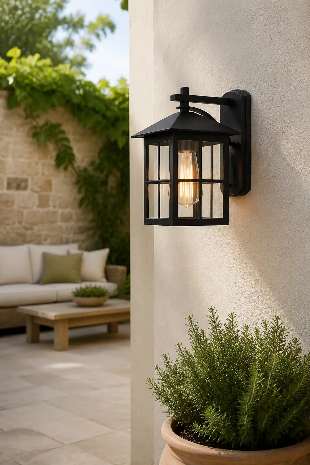 Minimalist Square Glass Lampshade Waterproof Modern Outdoor Lanterns - Lumpaz
