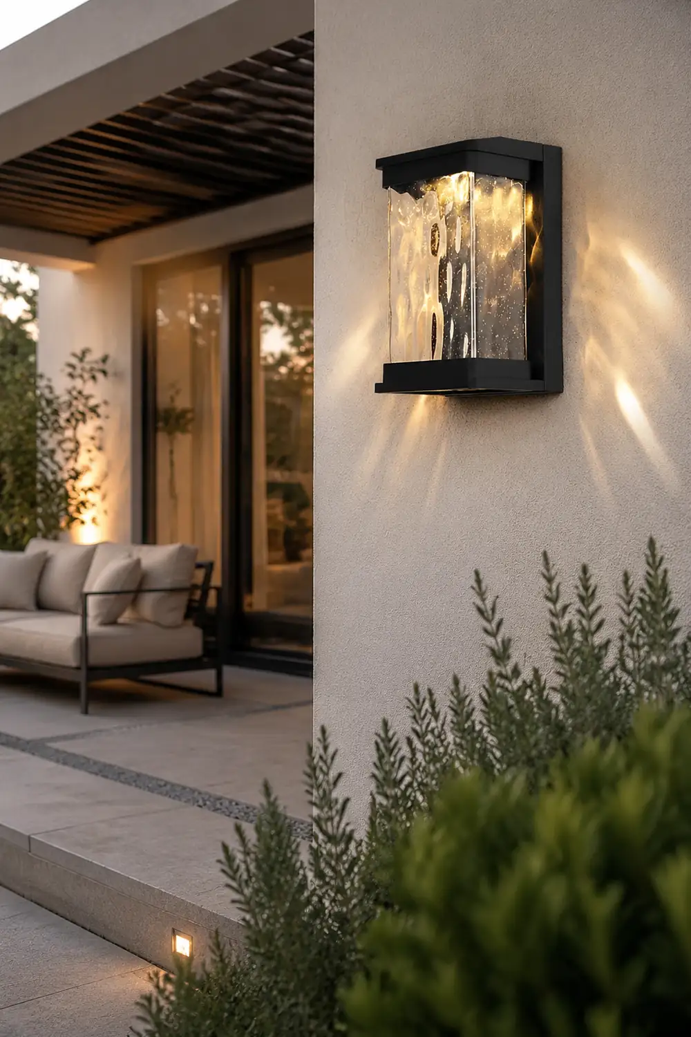 Waterproof Creative Glass LED Black Modern Outdoor Wall Sconce Lighting - Lumpaz