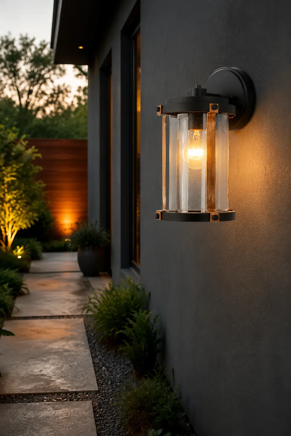 Vintage Waterproof Glass Black Industrial Style Outdoor Wall Sconces Lighting - Lumpaz