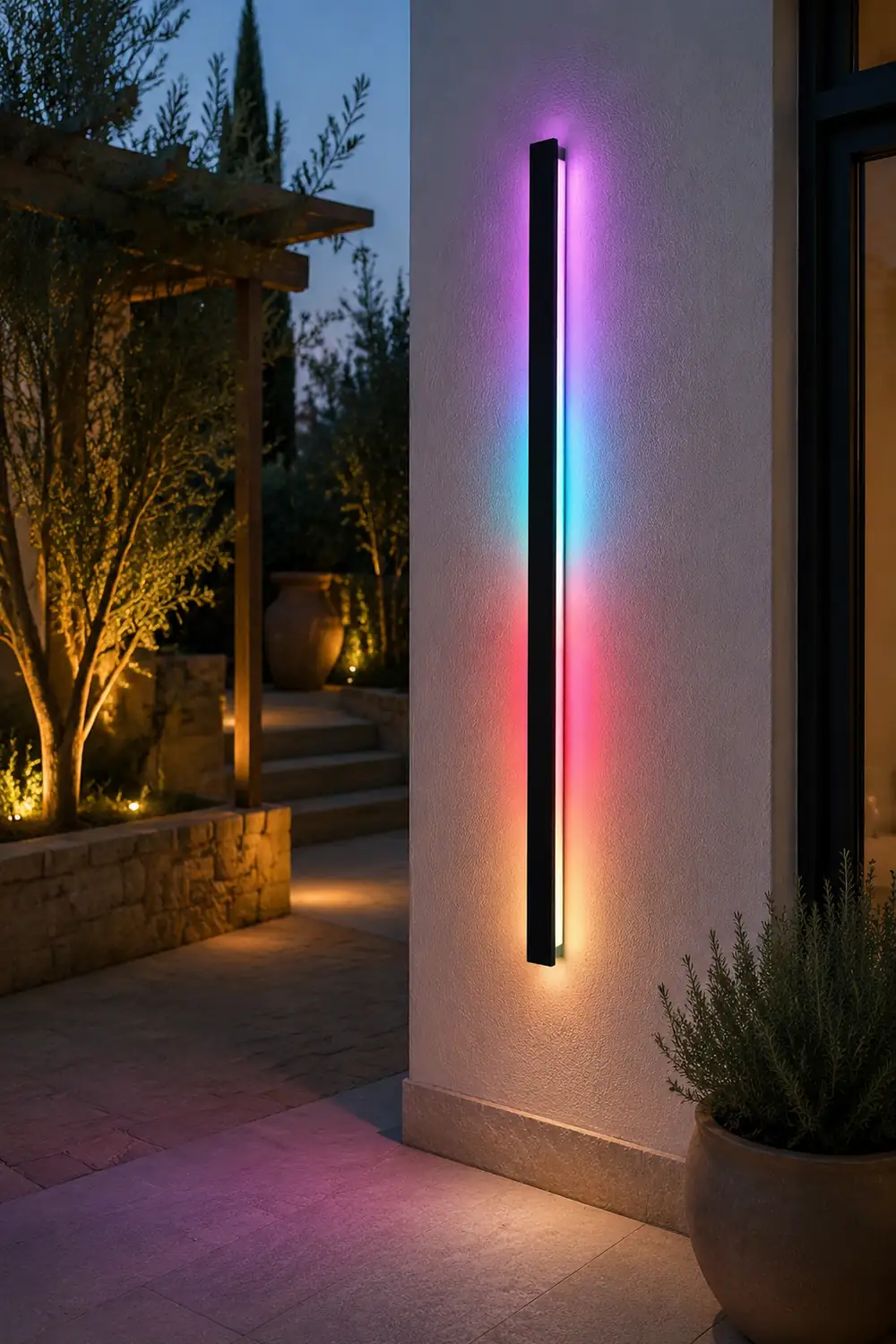 Black Long Strip LED RGB Outdoor Waterproof Wall Light - Lumpaz