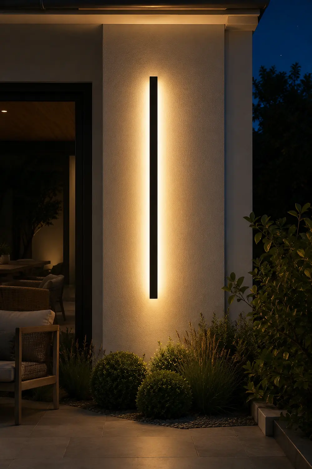 Minimalist Long Strip LED Waterproof Black Modern Solar Wall Sconce Lighting - Lumpaz
