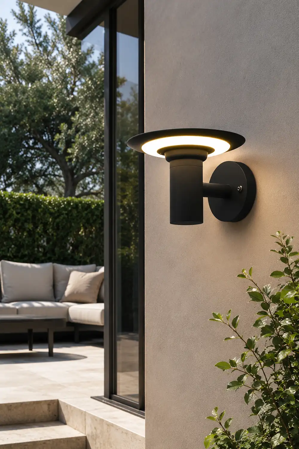 Round UFO-shaped LED Waterproof Solar Modern Outdoor Sconces Wall Lamp - Lumpaz