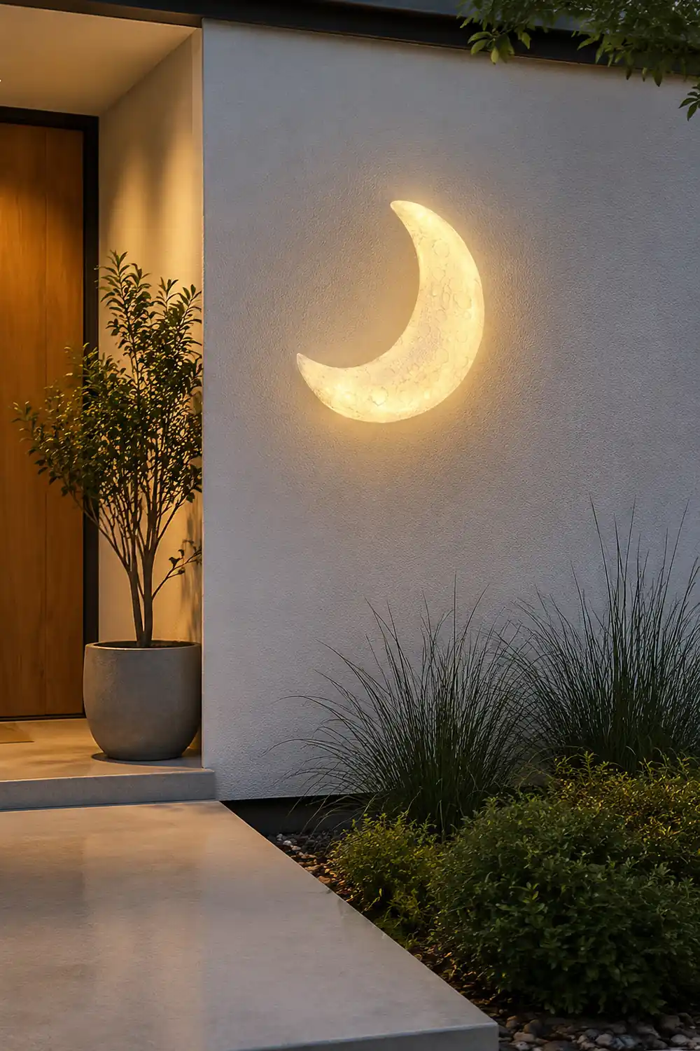 Creative Resin Moon Waterproof LED Modern Outdoor Wall Sconce Lighting - Lumpaz