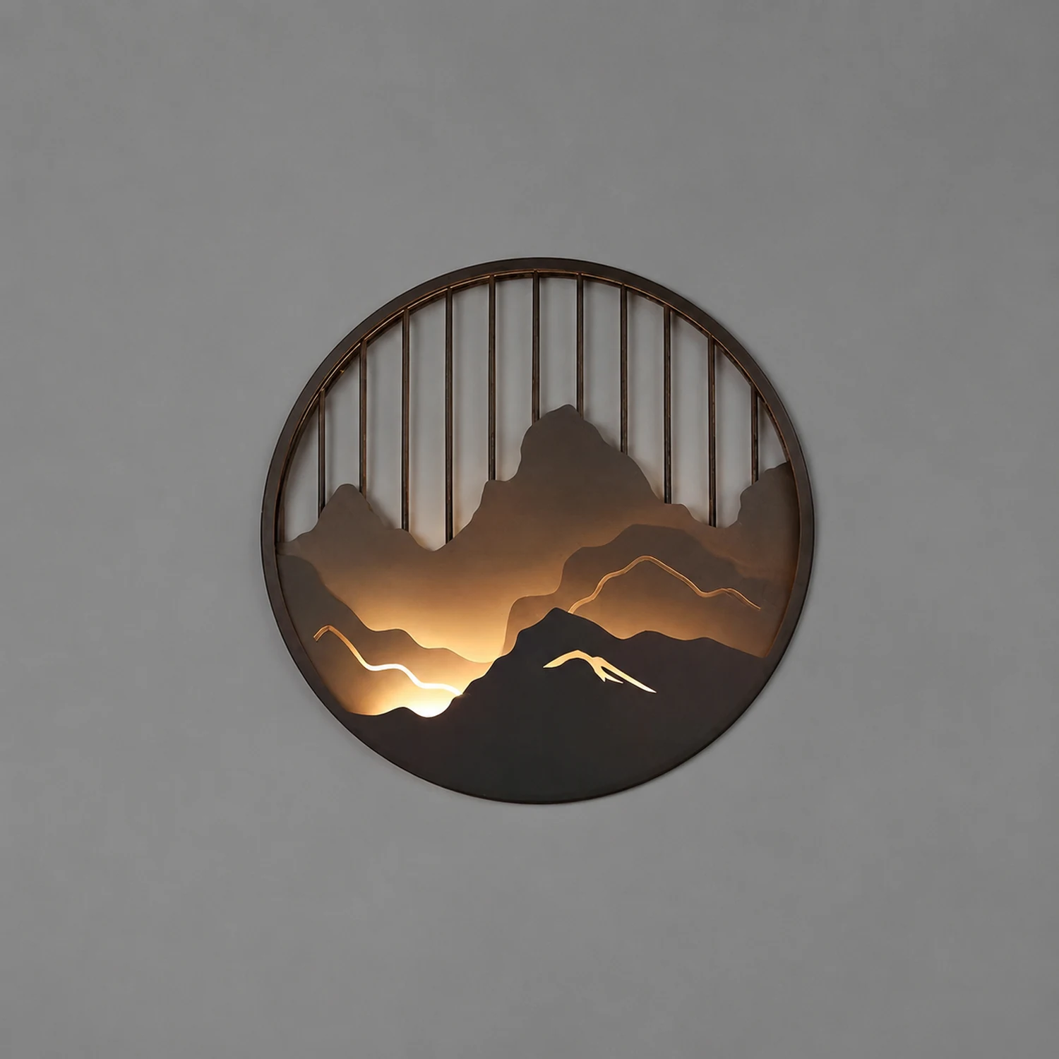 Round Mountain Scenery LED Waterproof Outdoor Wall Sconce Lighting - Lumpaz