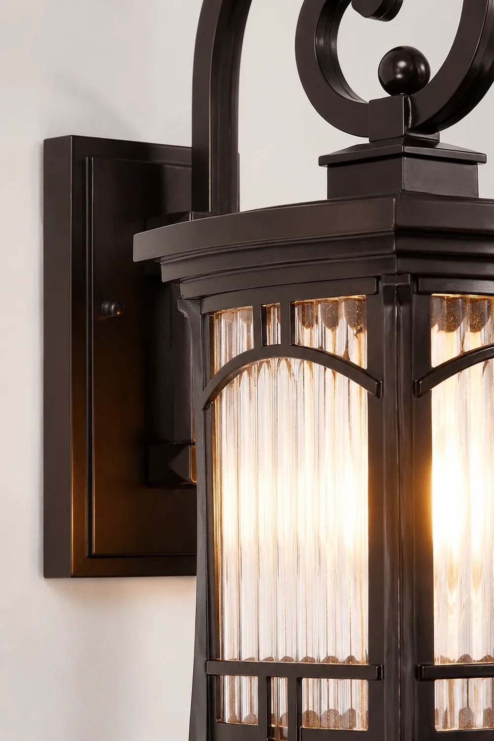 Vintage Striped Glass Shade Waterproof Modern Outdoor Wall Lights - Lumpaz
