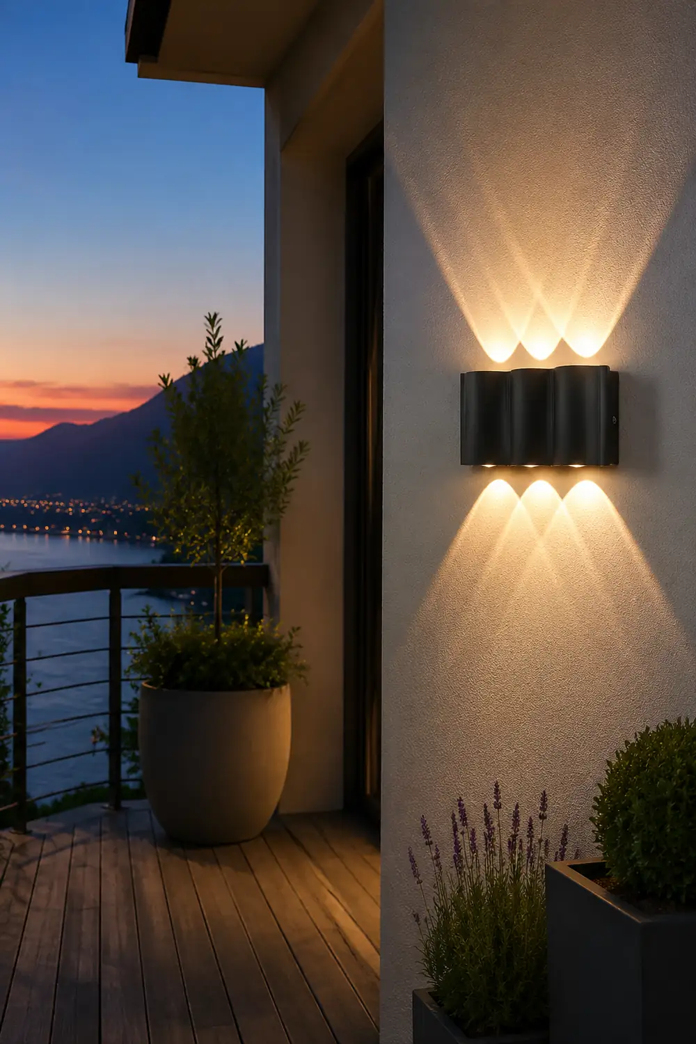 Creative Wave Arc Design Up and Down Lights LED Outdoor Wall Lights Wall Sconces Waterproof - Lumpaz