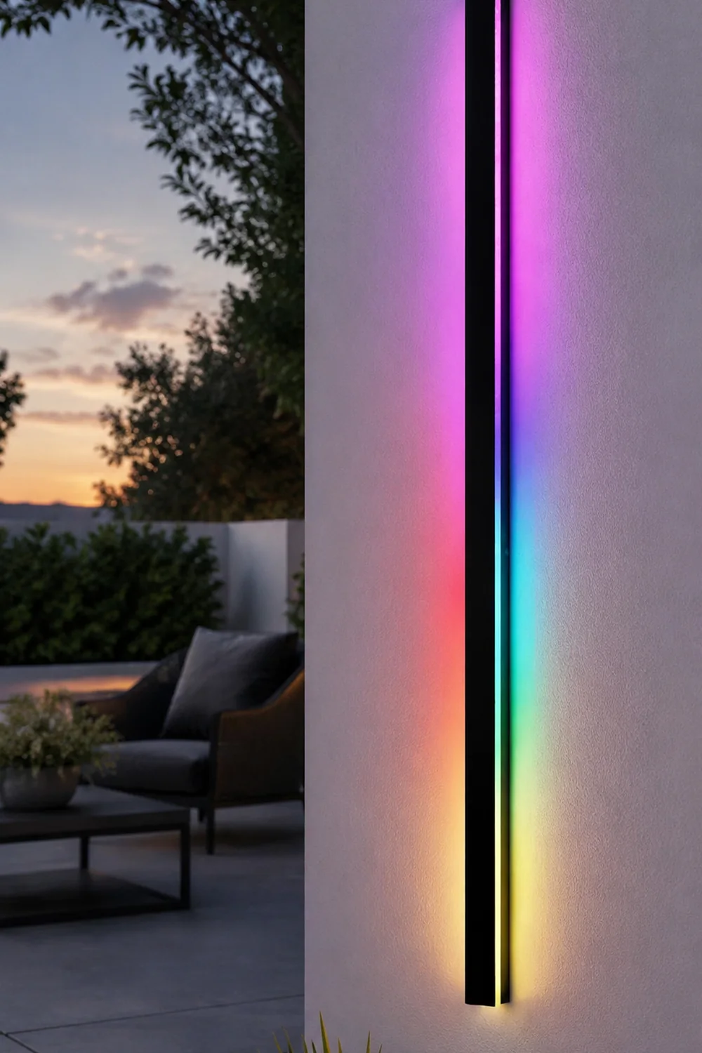 Black Long Strip LED RGB Outdoor Waterproof Wall Light - Lumpaz