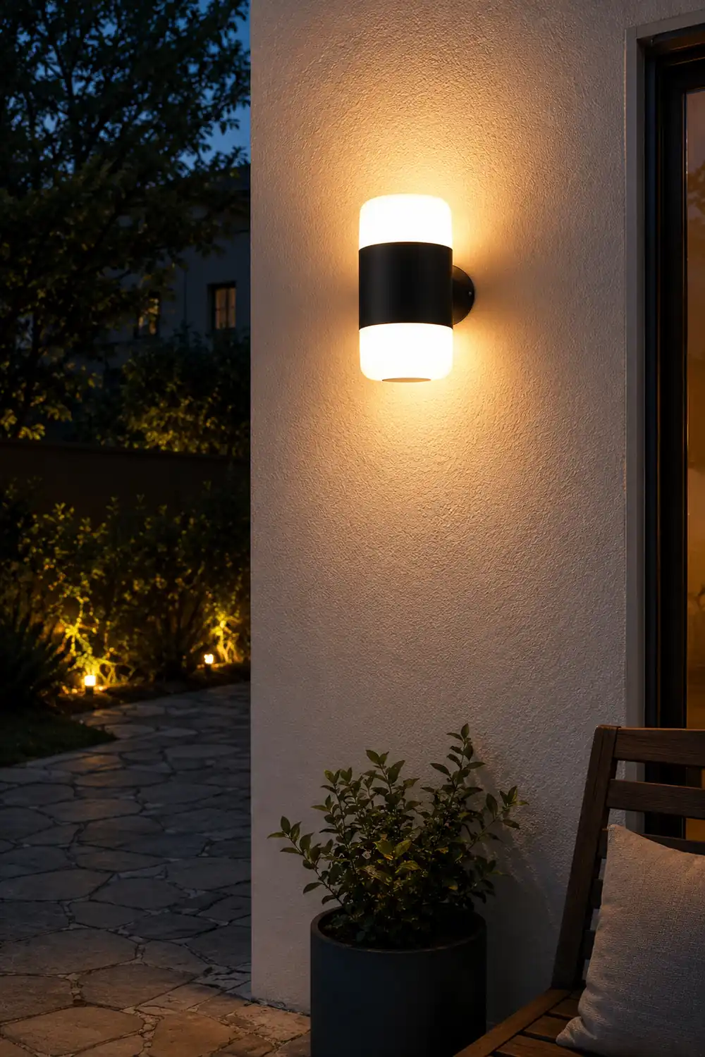 Round Up and Down Light LED Waterproof Black Modern Outdoor Wall Lamp - Lumpaz
