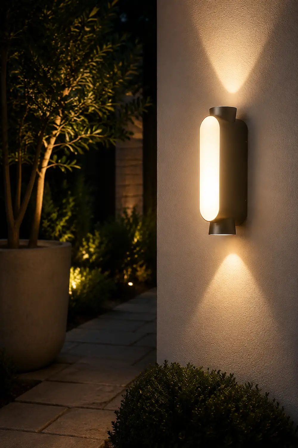 Waterproof LED Up and Down Lights Black Modern Outdoor Wall Sconce Lighting - Lumpaz