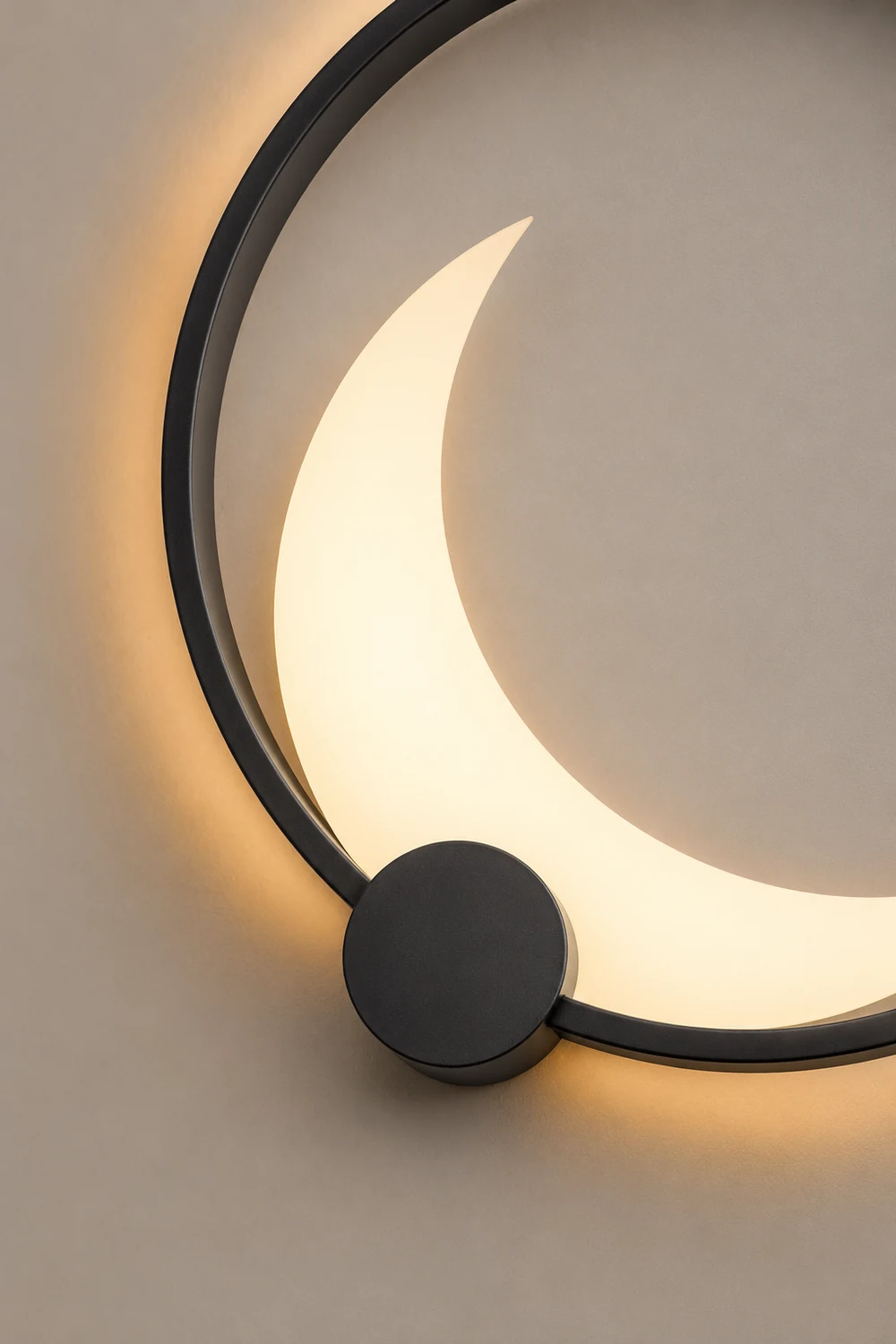 Round Moon Waterproof Black LED Wall Sconce Lighting Outdoor Wall Lamp - Lumpaz