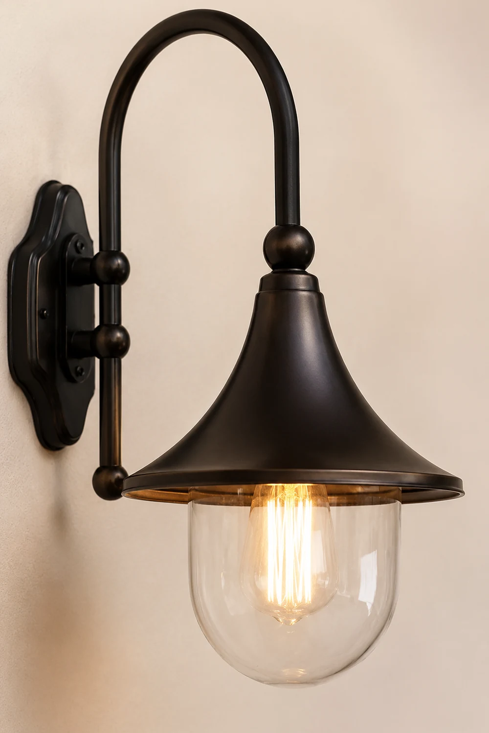 Creative Trumpet Shaped Waterproof LED Black Vintage Outdoor Wall Lamp - Lumpaz