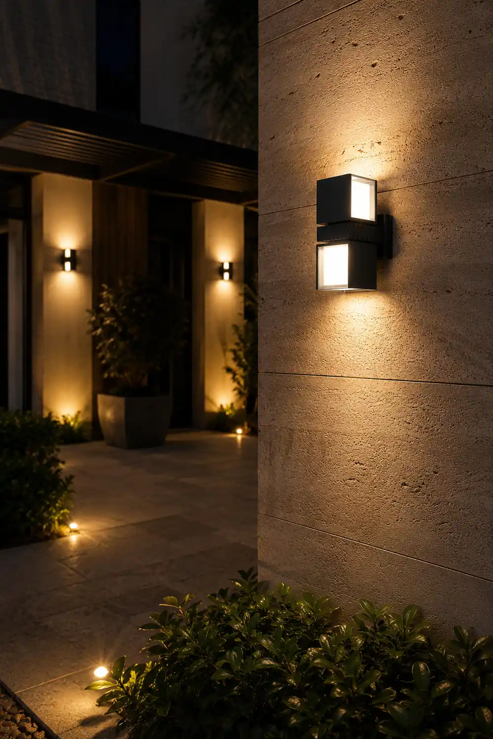 Adjustable Square Lamps Up And Down Lighting Black Outdoor Wall Lights - Lumpaz
