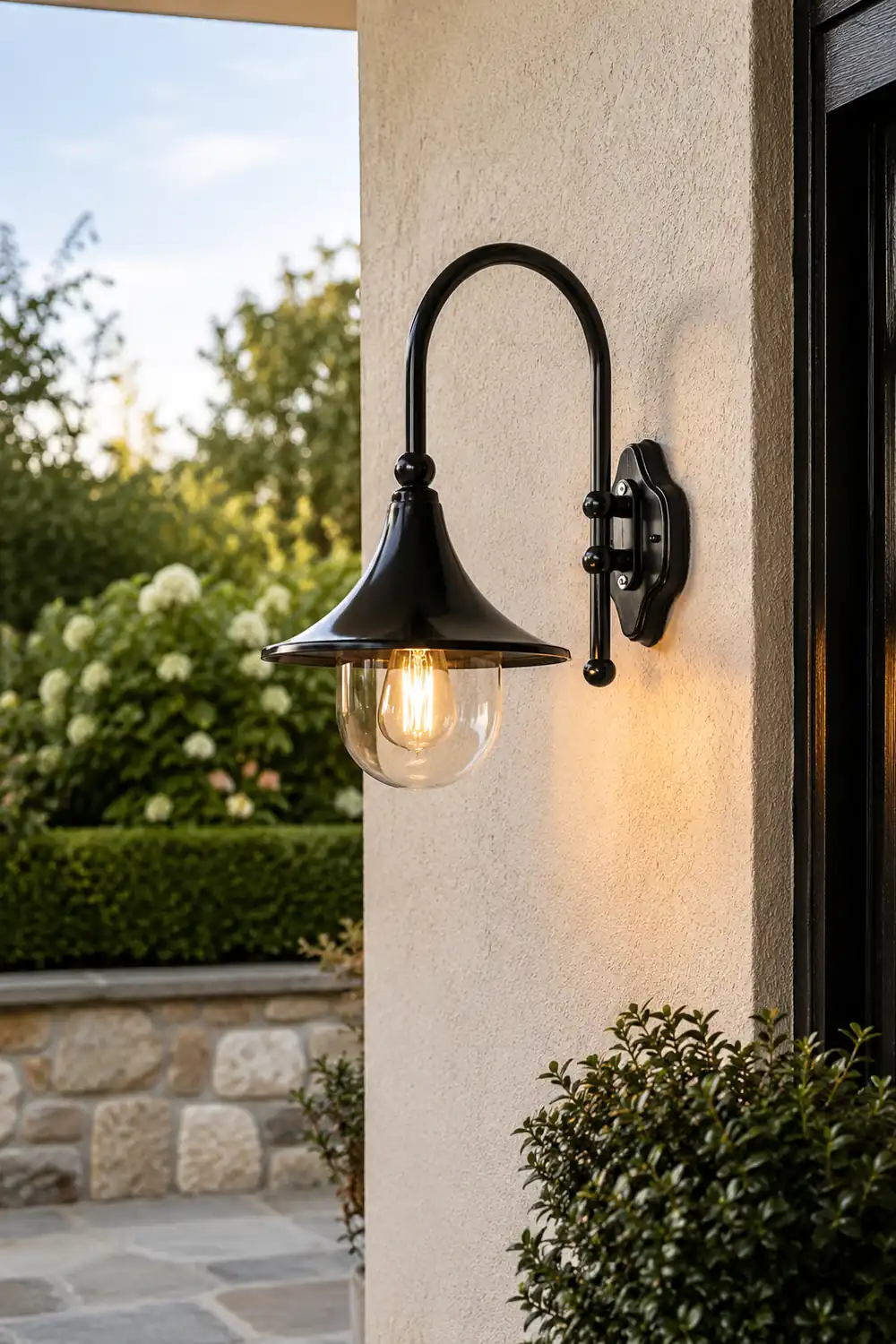 Creative Trumpet Shaped Waterproof LED Black Vintage Outdoor Wall Lamp - Lumpaz