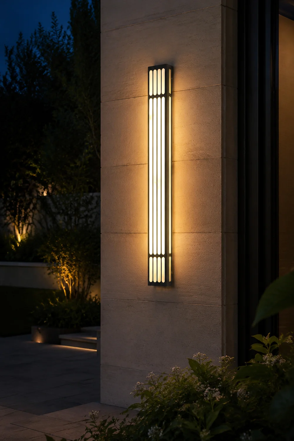 Long Strip Rectangular Waterproof LED Black Modern Outdoor Wall Lamp - Lumpaz