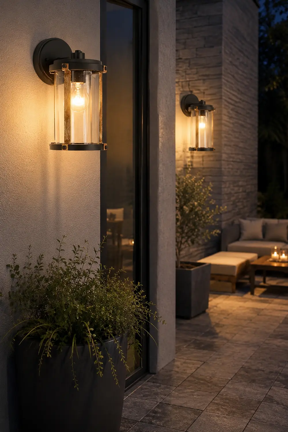 Vintage Waterproof Glass Black Industrial Style Outdoor Wall Sconces Lighting - Lumpaz