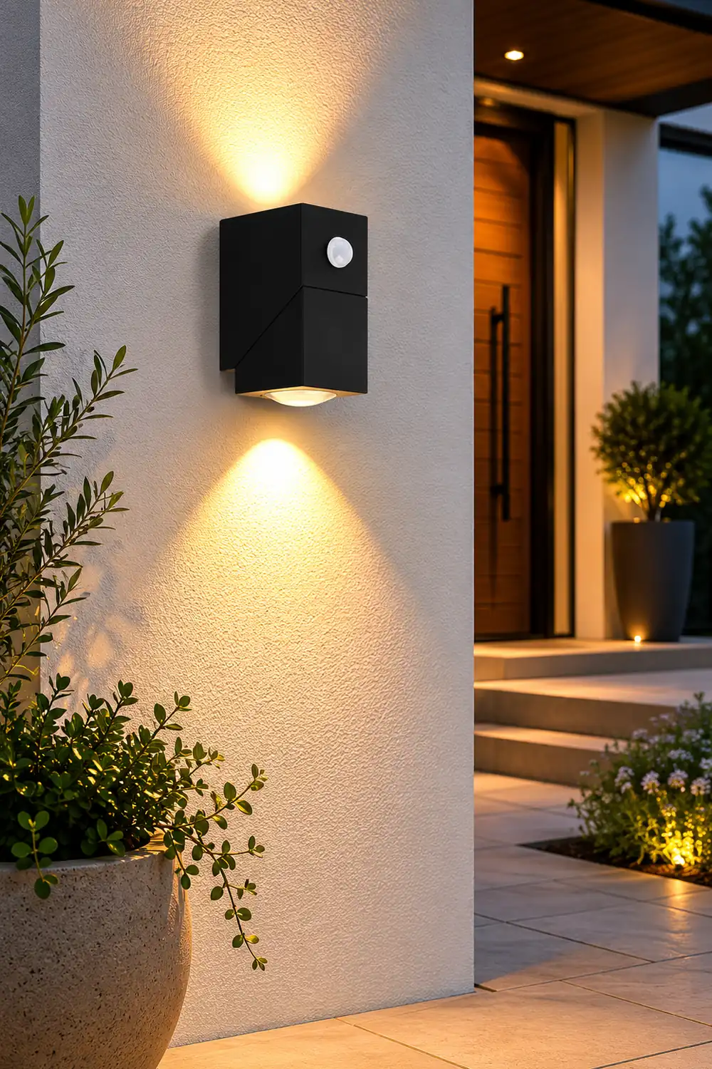 Adjustable Up and Down Light Motion Sensor Waterproof Black Wall Lamp - Lumpaz