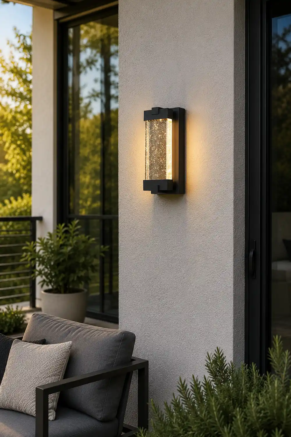Rectangular Bubbles Crystal Waterproof COB Black Outdoor Wall Lights - Lumpaz