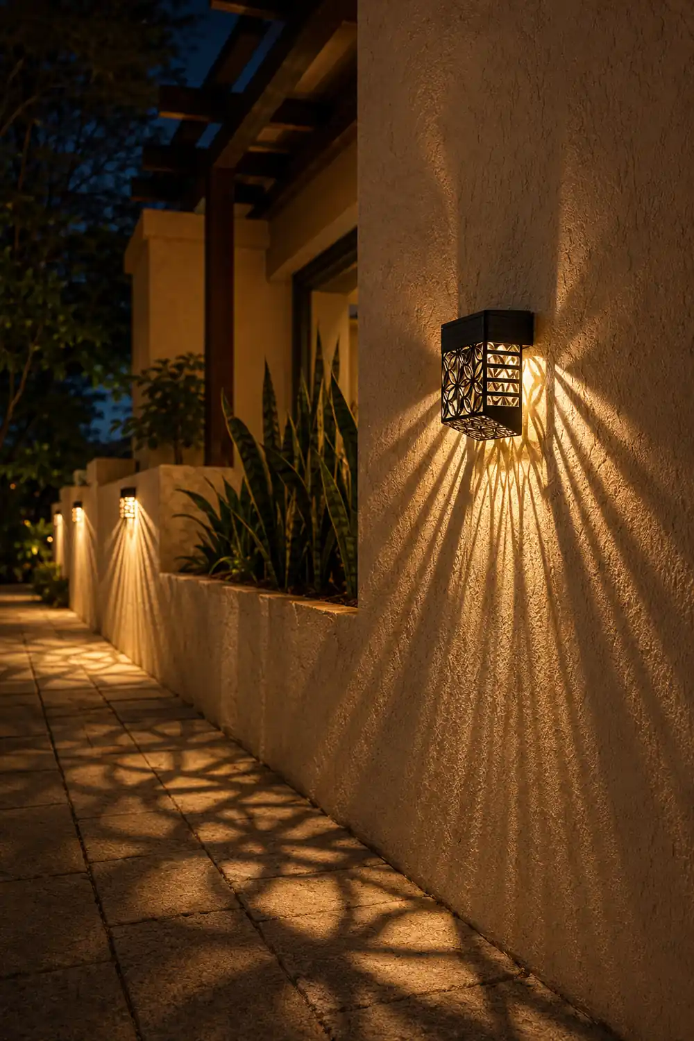 Solar Hollow Outdoor Wall Sconce Lighting Led Fence Wall Lamp Garden Lights - Lumpaz