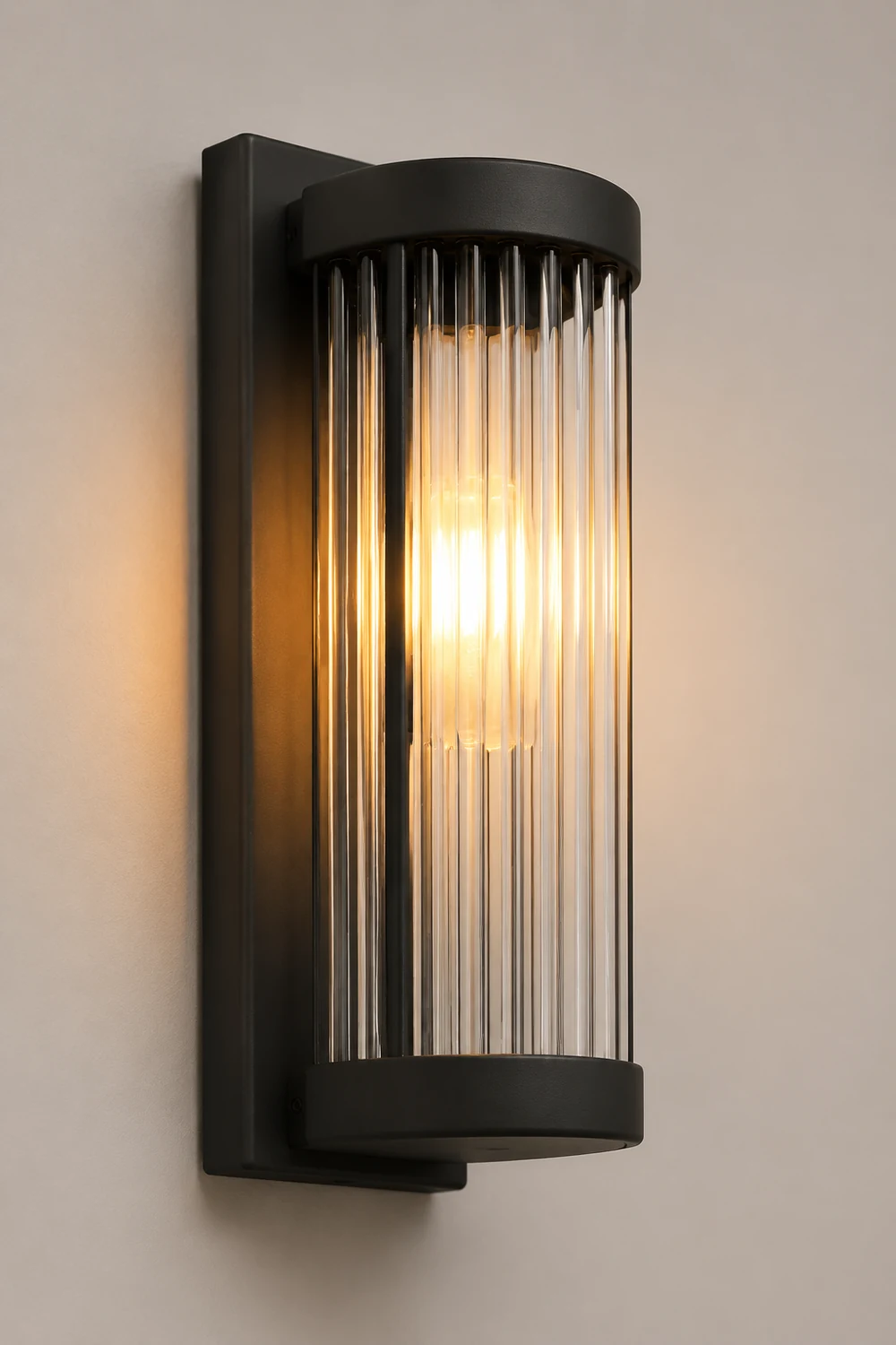 Creative Glass Waterproof LED Black Modern Solar Wall Lamp Exterior Lights - Lumpaz