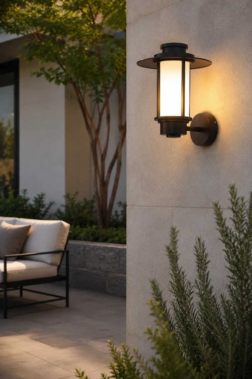 Top Hats Shape Aluminum LED Waterproof Black Retro Outdoor Wall Lights - Lumpaz
