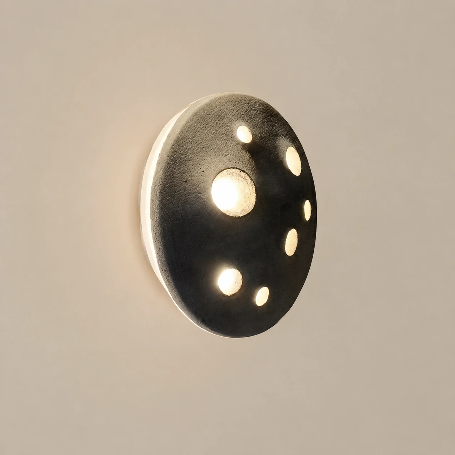 Round Creative Cement Lunar Crater Waterproof LED Outdoor Wall Lamp - Lumpaz