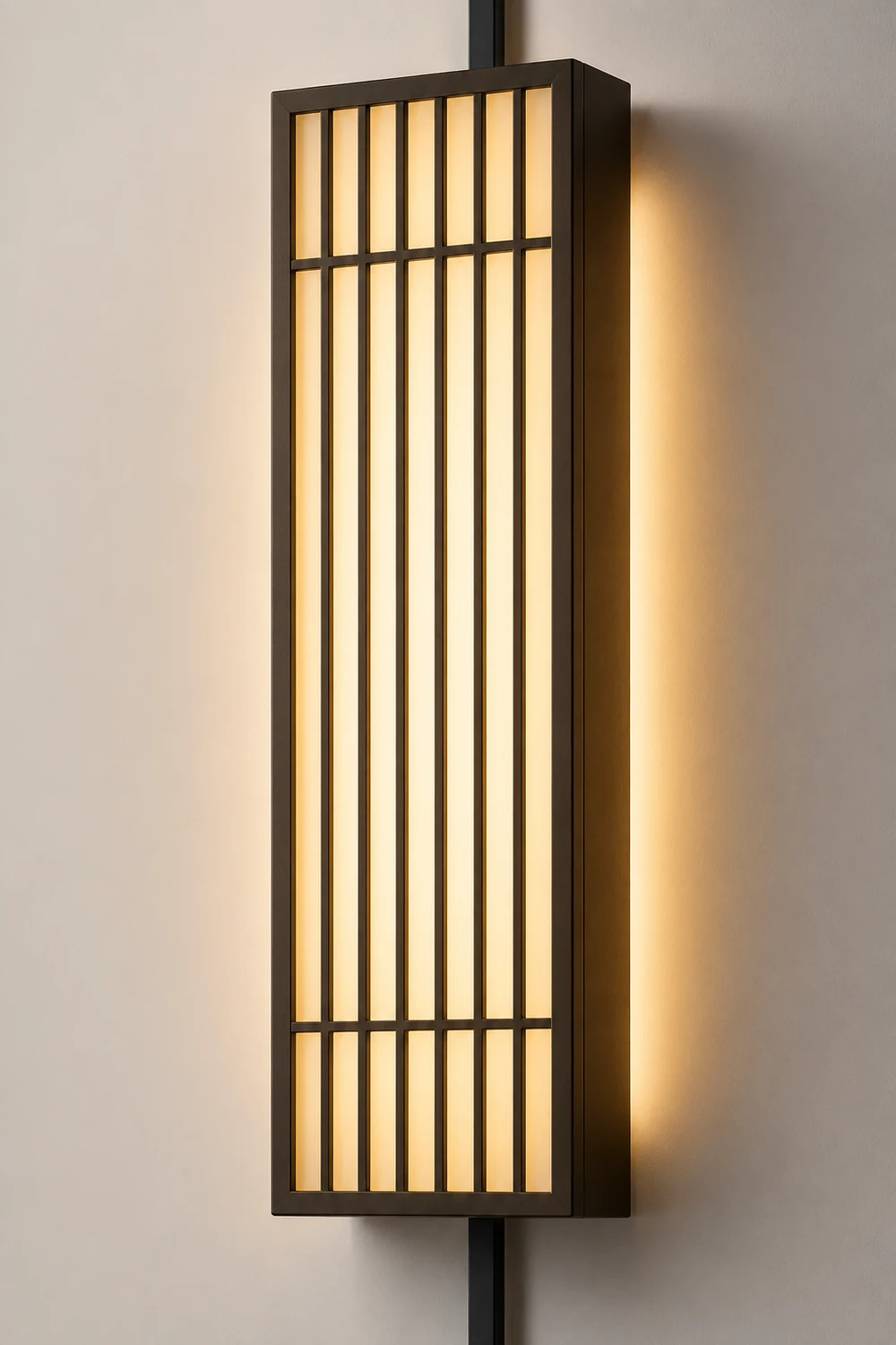 Retro Vertical Stripe Grid LED Waterproof Brown Outdoor Wall Lamp - Lumpaz