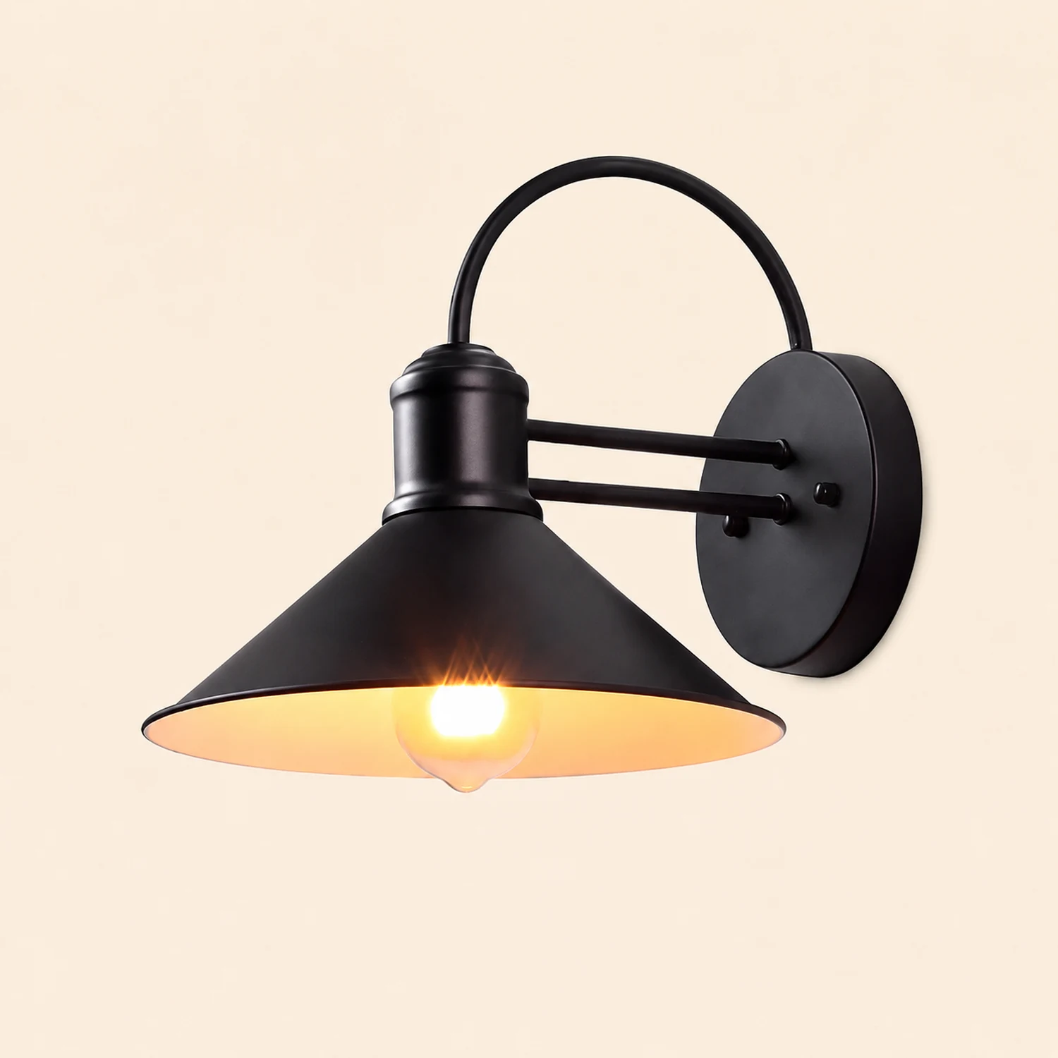 Retro Conical Iron Waterproof Industrial Style Outdoor Wall Lamp Exterior Lights - Lumpaz
