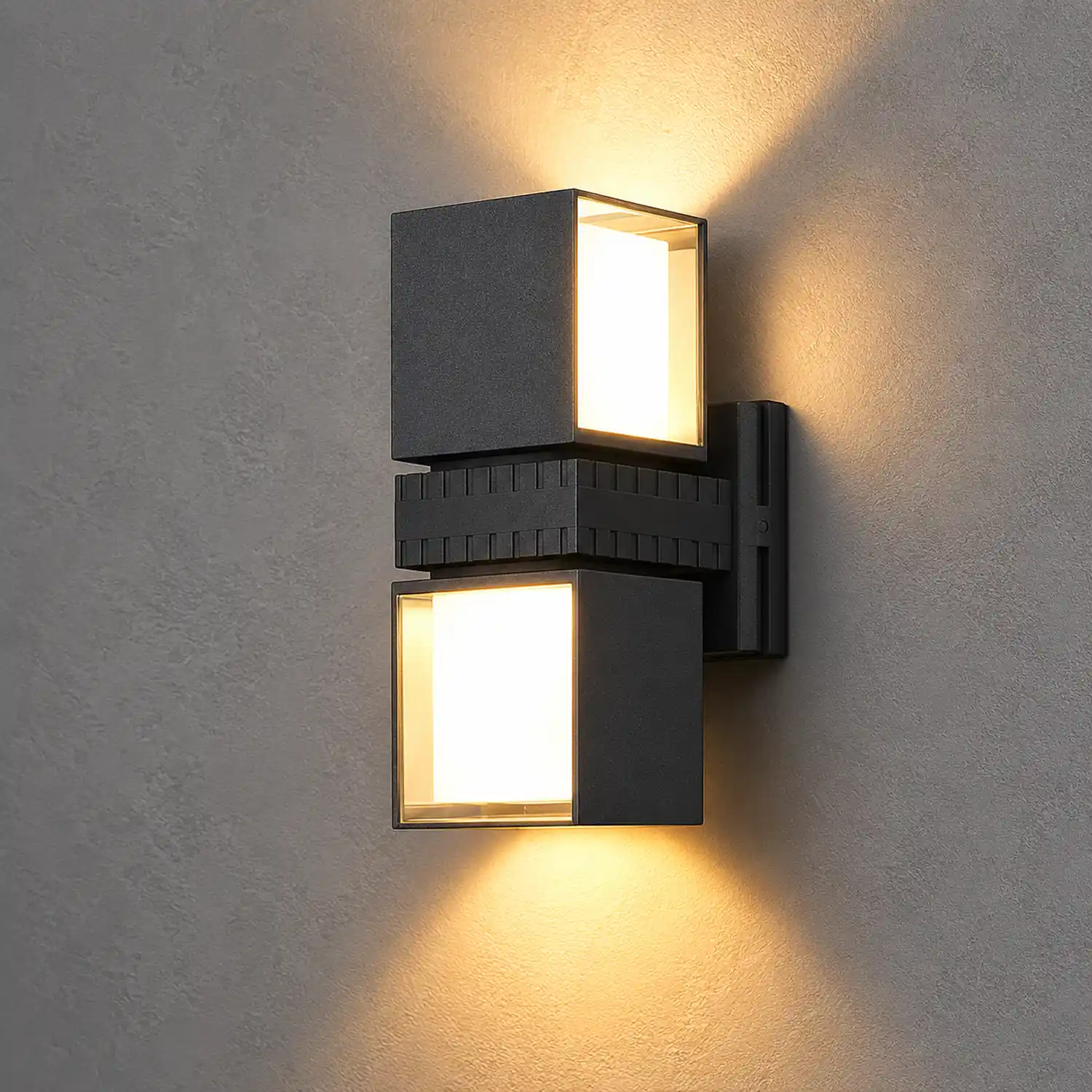 Adjustable Square Lamps Up And Down Lighting Black Outdoor Wall Lights - Lumpaz