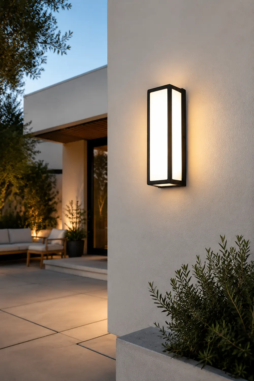 Rectangle LED Waterproof Motion Sensor Black Modern Wall Sconce Lighting - Lumpaz