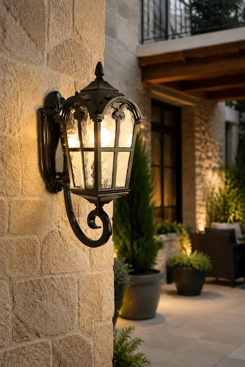 Vintage Glass Waterproof Black European-style Outdoor Wall Lamp Exterior Lights - Lumpaz