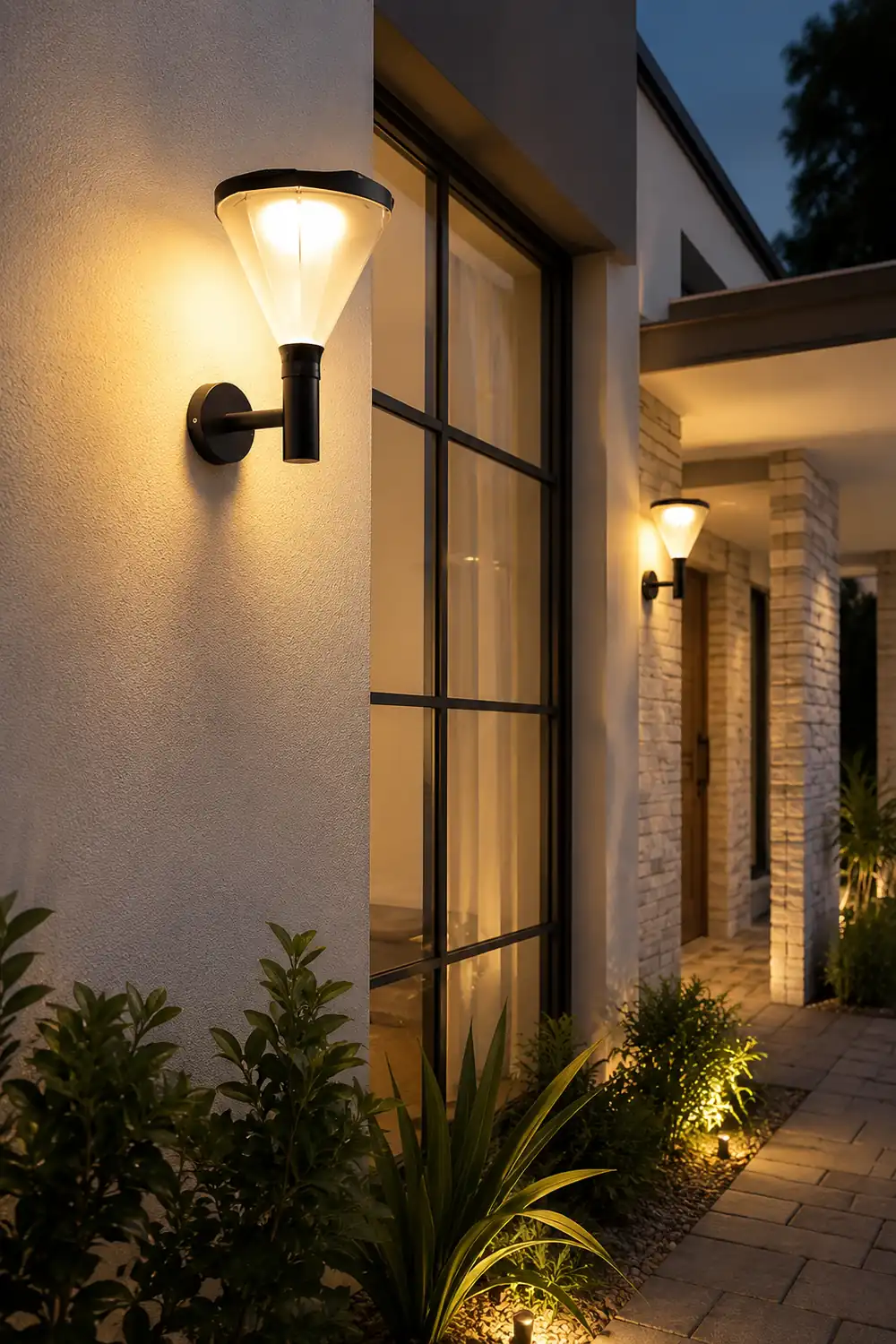 Geometric Waterproof LED Modern Outdoor Plug in Wall Lamp Wall Sconce Lighting - Lumpaz