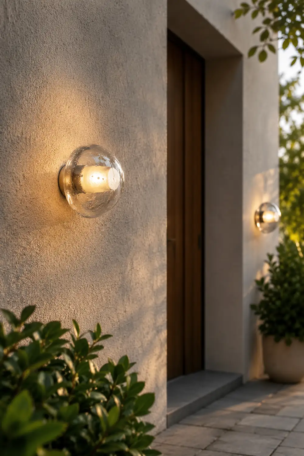 Round Bowl Glass LED Waterproof Transparent Rustic Outdoor Wall Lights - Lumpaz