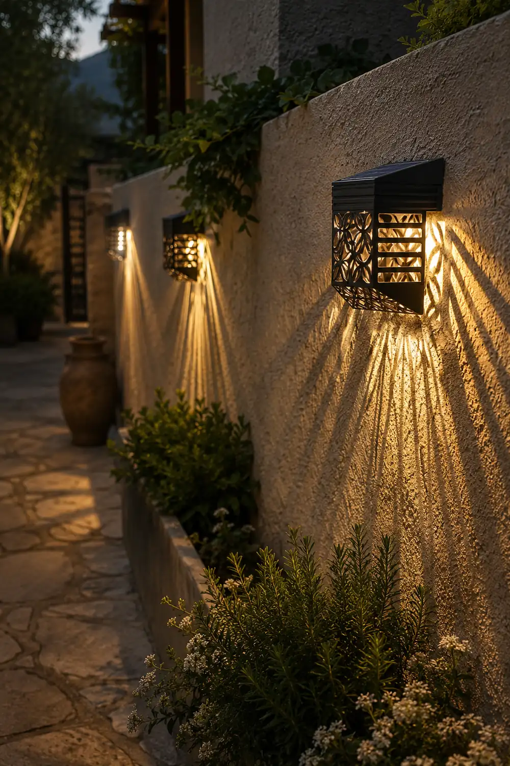 Solar Hollow Outdoor Wall Sconce Lighting Led Fence Wall Lamp Garden Lights - Lumpaz