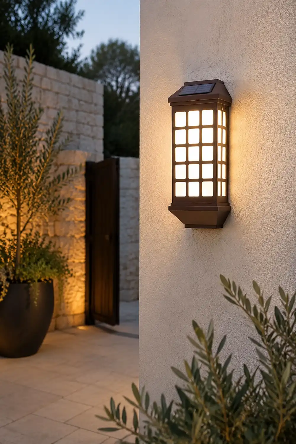 Solar LED Light-controlled Motion Sensor Modern Outdoor Wall Lamp - Lumpaz